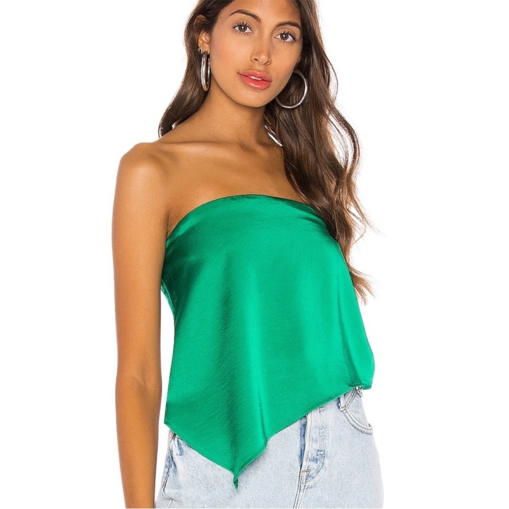 Superdown strapless green top